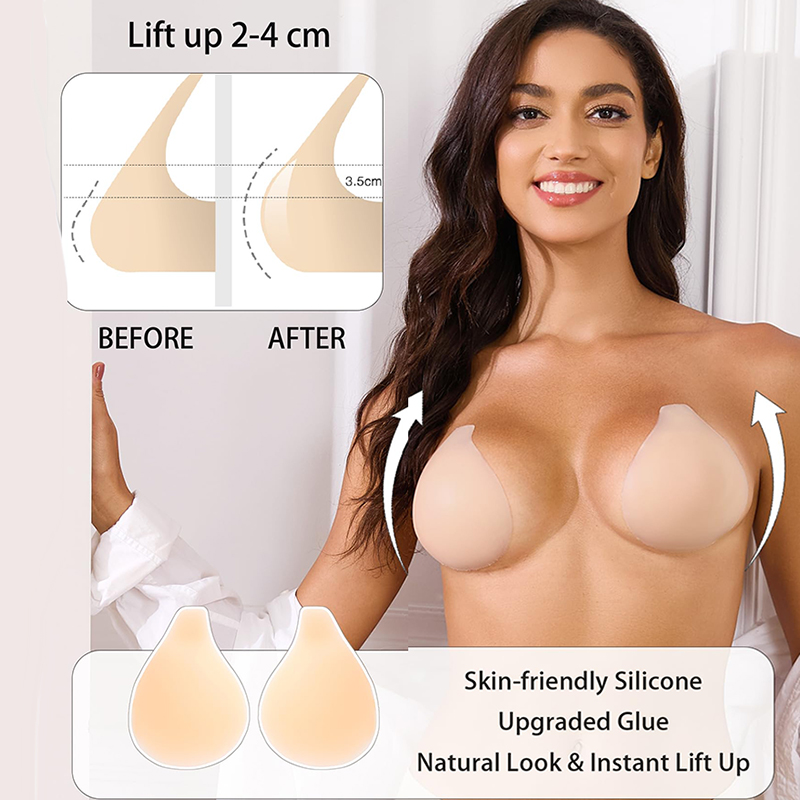 Strapless Bra Backless - 1/2 пары женских липких бюстгальтеров с