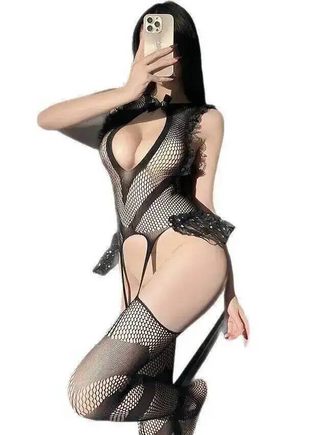 Bodystocking Fishnet - Сексуальное кружевное боди-сетка с открытой спиной