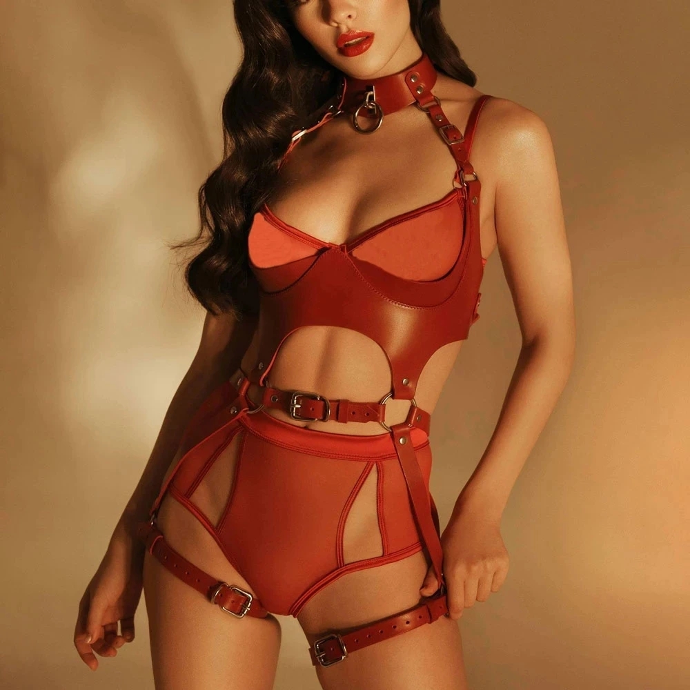 Garter Belt Set - Женский модный комплект: пояс-ремень из искусственной