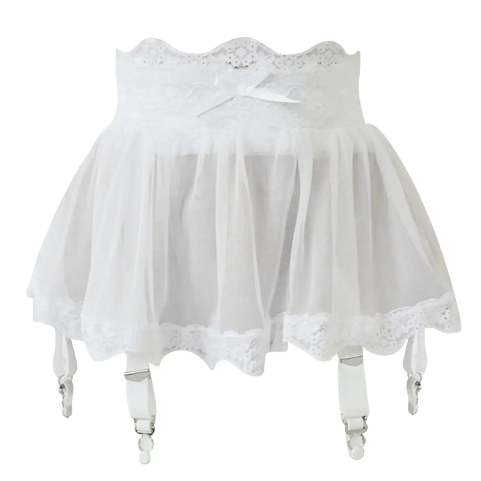 Garter Belt Set - Женская мини-юбка с высокой талией, кружевом