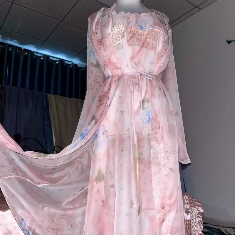 Розовая шелковая прозрачная но – обзор и цена Robe Silk Women